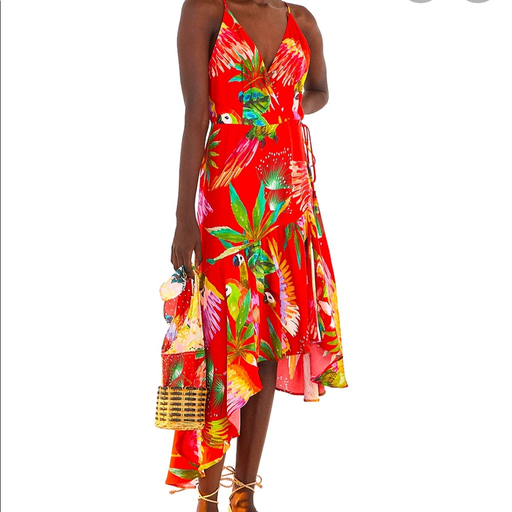 🦜NWOT FARM Rio Red Macaw Wrap Dress🦜